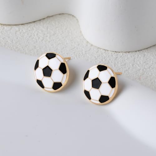 Gold Stud Earring Gifts For Teens Women Hypoallergenic Golf Baseball Football Basketball Soccer Volleyball Sport Earrings For Women - color: soccer earrings