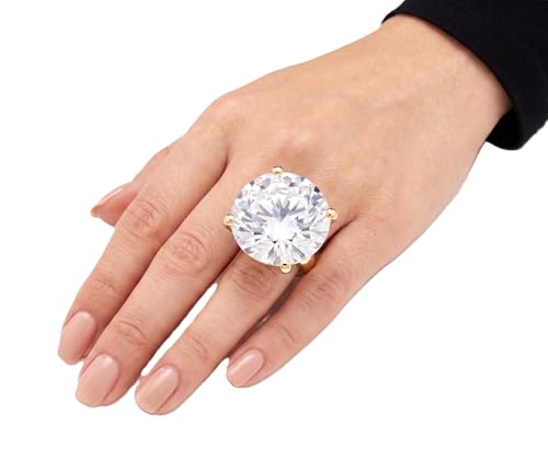 NYFASHION101 Women's Extra Big Rhinestone Fashion Stretch Ring - color: Gold-Tone