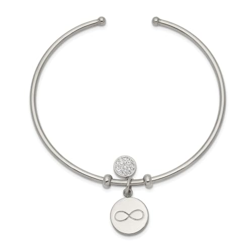 Chisel Crystal & Infinity Cuff Bangle in Stainless Steel