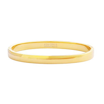 Women's Stackable Bangle Bracelet Hinged Oval-Shape - color: Gold, size: Large 7.5"Inches