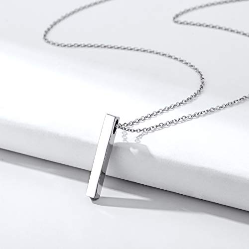 ChicSilver Customizable Vertical Bar Pendant Necklace 925 Sterling Silver Y Necklace Simple Fashion Jewelry Gifts for Women - style: D. 4mm Vertical Bar-Silver