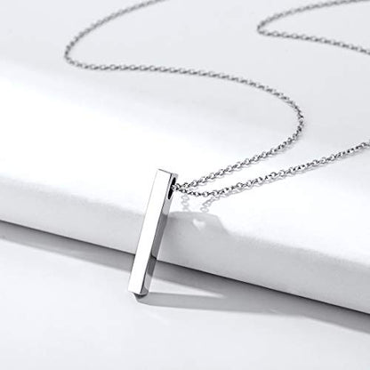 ChicSilver Customizable Vertical Bar Pendant Necklace 925 Sterling Silver Y Necklace Simple Fashion Jewelry Gifts for Women - style: D. 4mm Vertical Bar-Silver