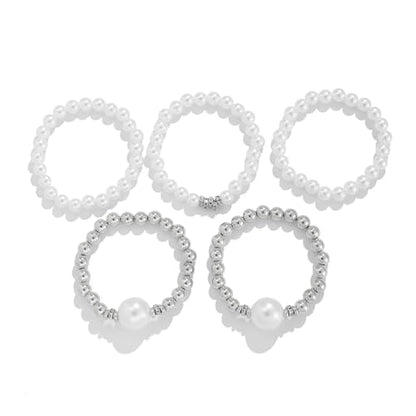 GIGB PBDK Chunky Pearl Bracelets for Women Stackable Gold Pearl Beaded Stretch Bracelets Exaggerated Big Pearl Ball Bracelet Set Trendy Birthday Jewelry Gifts - color: Silver