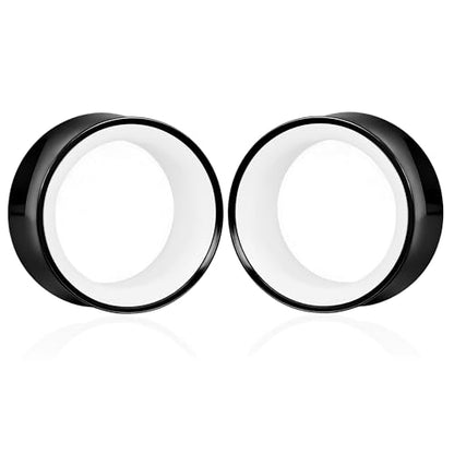 DOEARKO 2Pcs Ear Gauges Hollow 316L Stainless Steel Double Flared Ear Plugs Tunnels Stretcher Body Piercing Earring Jewelry for Women Men 2G(6mm)-1"(25mm) - color: B&W, size: 8mm(0G)