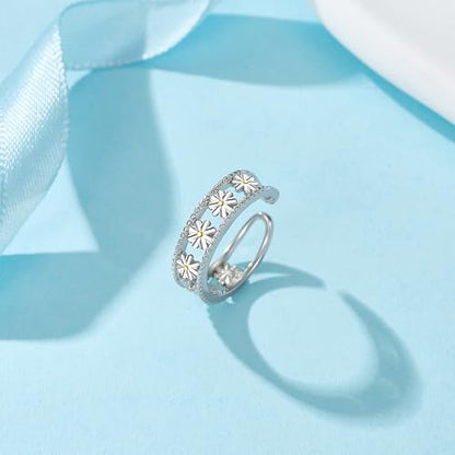 Celtic Knot/Mushroom/Ladybug Toe Rings Sterling Silver Irish Celtic Adjustable Toe Band Ring Pinky Rings Foot Jewelry for Women - style: Daisy