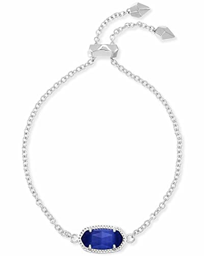 Kendra Scott Elaina Adjustable Chain Bracelet for Women, Fashion Jewelry, Gold-Plated - color: RHODIUM - COBALT CATS EYE