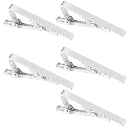 5 Pack Silver Tie Clips for Men, Men's Tie Clips Classic Ties Clip Silver with Adjustable Clasp Necktie Ties Bars Men TieAccessories for Professional Office Formal Events Wedding