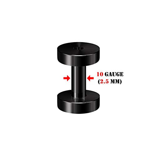 Pair of 316L Surgical Steel Black Anodized Screw-fit Piercing Jewelry Ear Stretching Lobe Plugs flesh Tunnel Earring - style: A04 2Pcs 10g (2.5mm)