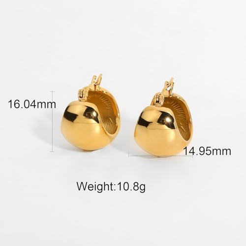 Chunky Gold Hoop Earrings for Women 14k Gold Plated Thick Triple Earrings | Hypoallergenic Trendy Chunky Gold Hoops Earrings,Dainty Jewelry Gifts for Women - style: Gold Teardrop U-Shaped Earring