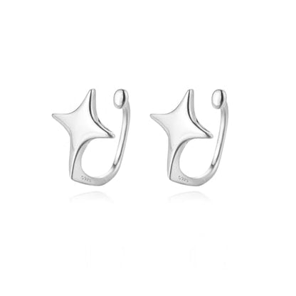 Reffeer Solid 925 Sterling Silver Star Cuff Earrings Cartilage Wraps for Women Teens Helix Earrings Star Clip On Earrings No Piercing - color: A-Silver