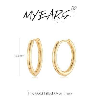 MYEARS Women Earrings Gold Huggie Hoop 14K Small Simple Hypoallergenic Everyday Jewelry - style: Basic