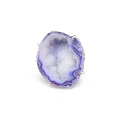 Geode Ring Set with Agate and Quartz Crystals,Stone Sizes 25-30mm - color: Purple, style: 1
