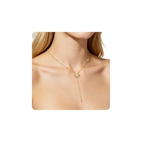 Long necklaces for women, Dainty Statement Pendant, Long Chain Jewelry for Women, Y-Shaped Necklace Simple CZ Necklace Jewelry Gifts - style: SunPendant