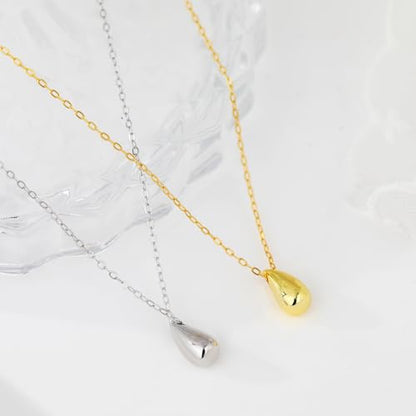 EVEYE S925 Sterling Silver Necklace For Women, Teardrop Pendant Necklaces, Pear Pendant Necklace Jewelry Minimalist style Gift - color: White Gold