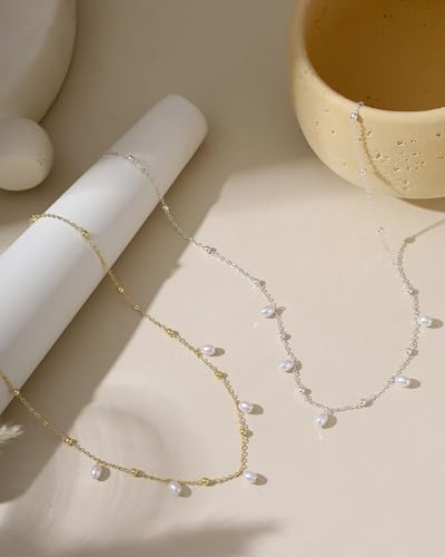 Pearl Necklaces for Women Trendy 14k Gold Plated Cubic Zirconia Pearl Pendant Necklace Valentines Day Wedding Birthday Mother's Day Gifts Dainty Gold Necklace for Women - color: Style 7 - Gold Necklace