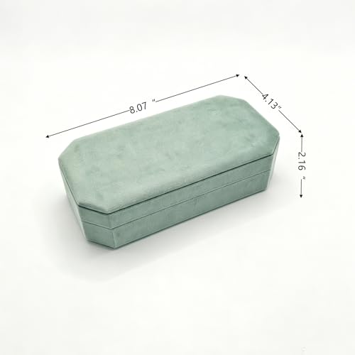 Velvet Ring Organizer Box - Ring Jewelry Box for Rings Earring, Jewelry Tray Rings holder Display Case for Girl Women (8.07"x4.13"x2.16") -PRB024-Mint Green - color: Mint Green