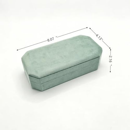 Velvet Ring Organizer Box - Ring Jewelry Box for Rings Earring, Jewelry Tray Rings holder Display Case for Girl Women (8.07"x4.13"x2.16") -PRB024-Mint Green - color: Mint Green