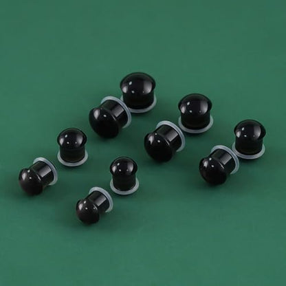 Precise Dimensions Set Color Acrylic O-Ring Ear Plugs Tunnels Gauges Stretcher Piercings Kit - color: Black, size: 10-14mm