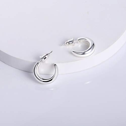 14K Gold Small Hoop Earrings Silver Post Open Hoops Earrings for Women | Hypoallergenic - color: A-Silver