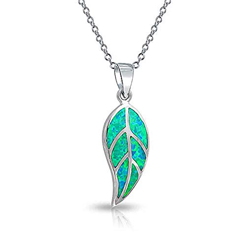 CiNily Opal Leaf/Flower Pendant Necklace for Women Silver Plated Jewelry Gift - color: green