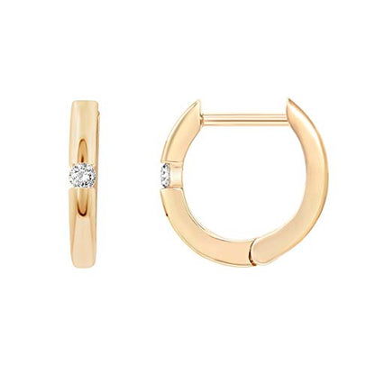 PAVOI 14K Gold Plated Cubic Zirconia Huggie Hoop Earrings for Women - 925 Sterling Silver Posts Small Round Huggies Stud Earrings for Women - style: Solitaire