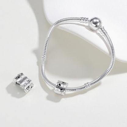 KEQ Clip Spacer Charm for Bracelet 925 Silver Pave Cubic Zirconia Clip Lock Stopper Bead Spacer For Women Bracelets Stopper Birthday Gifts European Openable Beads 2pcs - color: Dog Paw Print