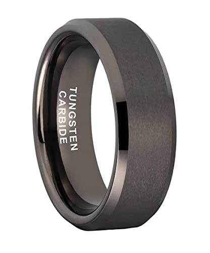 CROWNAL 3mm 5mm 7mm 9mm Tungsten Rings for Men Women Black/Silver/Gunmetal/Gold Beveled Polished Edges Matte Finish Comfort Fit 4-17 - color: Gunmetal 7mm