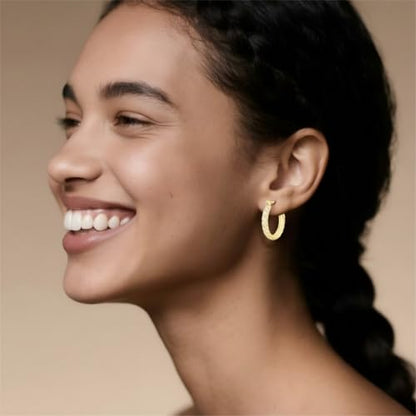 14K Gold Hoop Earrings for Women 14K Gold Earrings Jewelry Spiral Cubic Zirconia Thick Hoops Hypoallergenic Womens Huggie Earring 20/25/30/35MM - size: 30MM