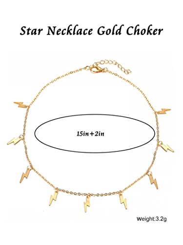 YANCHUN Layered Necklaces for Women Gold Necklace Stack Star Heart Choker Dainty Necklace Love Heart Chain Jewelry Gifts for Women - color: C：Flash Choker
