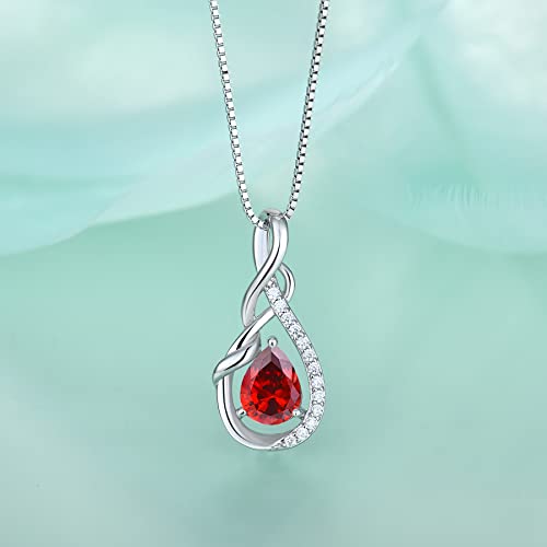STARCHENIE Infinity Teardrop Necklace for Women 925 Sterling Silver Pendant Birthstone Jewelry - color: Silver-01-Jan-Garnet