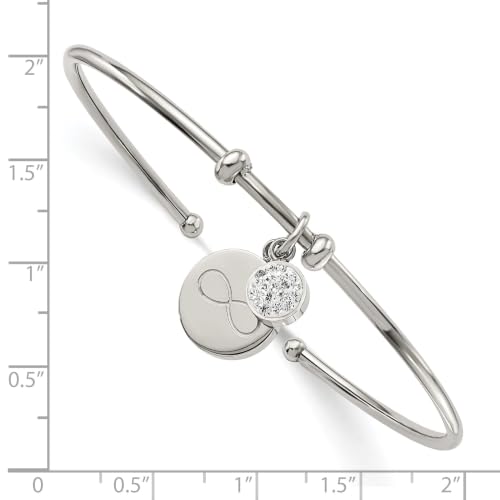 Chisel Crystal & Infinity Cuff Bangle in Stainless Steel
