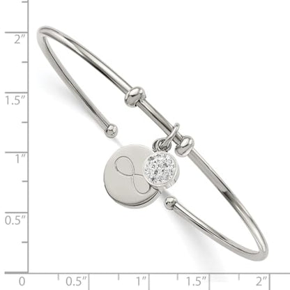 Chisel Crystal & Infinity Cuff Bangle in Stainless Steel