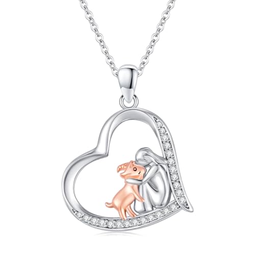 Heart Animal Necklace 925 Sterling Silver Cute Animal Pendant Jewelry Birthday Gifts for Women Girlfriend Mom Animal Lovers - style: Goat