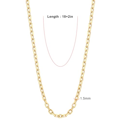 24PCS Gold Stainless Steel Rolo Cable Necklace Chain for Jewelry Making | 1.5MM 18 Inches Gold PVD Plated Diamond-cut Small Cross Link Chains for DIY Necklace Crafts - color: gold(1.5mm/ 18 inches)