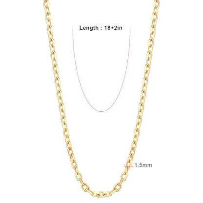 24PCS Gold Stainless Steel Rolo Cable Necklace Chain for Jewelry Making | 1.5MM 18 Inches Gold PVD Plated Diamond-cut Small Cross Link Chains for DIY Necklace Crafts - color: gold(1.5mm/ 18 inches)