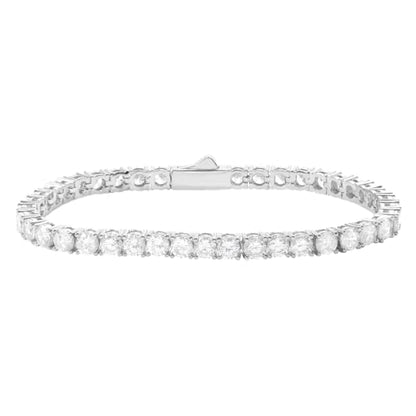 18K Gold Plated Tennis Bracelet for Women Men, 3/4/5mm Iced Out 5A Cubic Zirconia Classic Tennis Chain Bracelets 7 Inches 8 Inches, Diamond Tennis Bracelet Lady Fashion Jewelry - color: Silver, size: 7 Inches, style: 4mm