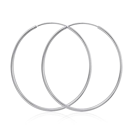 YFN Hoop Earrings Sterling Silver Polished Round Circle Endless Earrings Diameter 20,30,40,50,60,70,80mm - style: Diameter 20mm Tiny Hoop Earrings