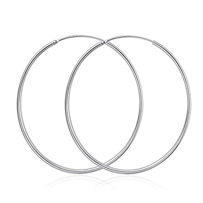 YFN Hoop Earrings Sterling Silver Polished Round Circle Endless Earrings Diameter 20,30,40,50,60,70,80mm - style: Diameter 20mm Tiny Hoop Earrings
