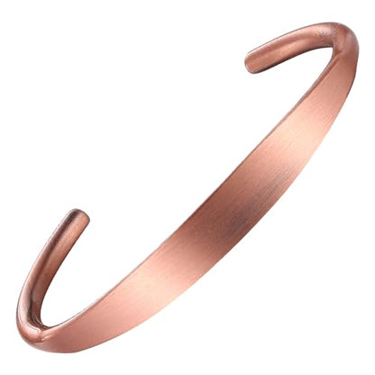 Pure Copper Bracelet – Copper Bracelet for Men & Women – 100% Solid, Raw & Uncoated Handmade Hammered Tibetan Cuff Bangle - color: Women's Minimalist Design & Fit Tiny Wrists-713