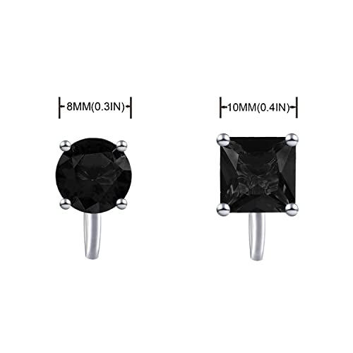 YOQUCOL 2 Pairs 8MM Cubic Zirconia Crystal Clip On Stud Earrings Non Pierced Stud Earrings For Women - color: Black