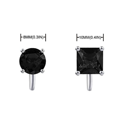 YOQUCOL 2 Pairs 8MM Cubic Zirconia Crystal Clip On Stud Earrings Non Pierced Stud Earrings For Women - color: Black