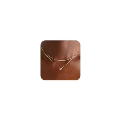 Gold Initial Necklaces for Women, 14k Gold Plated Round Letter A-Z Pendant Necklace Trendy Capital Monogram Necklace Dainty Name Pendant Necklace for Women Jewelry Gifts - style: Gold M
