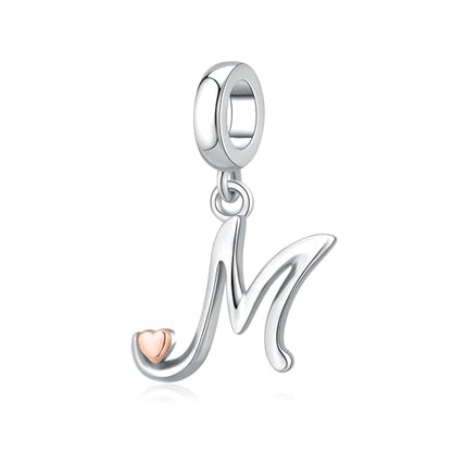 Letter Charms for Pandora Bracelets 925 Sterling Silver Alphabet Initial Charms Bead Jewelry Gift for Women - style: Initial M