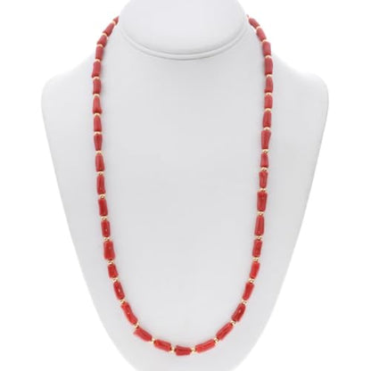 Alltribes Navajo Grade AAA Mediterranean Coral Golden Bead Necklace Single Strand 25 Inches Long 0206