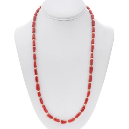 Alltribes Navajo Grade AAA Mediterranean Coral Golden Bead Necklace Single Strand 25 Inches Long 0206