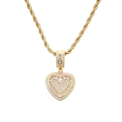 Lulu Mel Silver Heart Necklace 14K Gold Plated Heart Pendant Cubic Zirconia Necklace for Women Men, Iced Out Love Necklace Jewelry Gift Valentine's Day/Mother's Day/Christmas/Anniversary/Birthday Gift - color: Gold, style: Small Heart