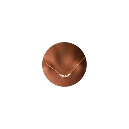 Luxval Diamond Pendant Gold Necklace for Women，Dainty 18k Gold Plated Choker Necklaces Simple Gold Jewelry Gifts for Women - color: Gold-smile cz