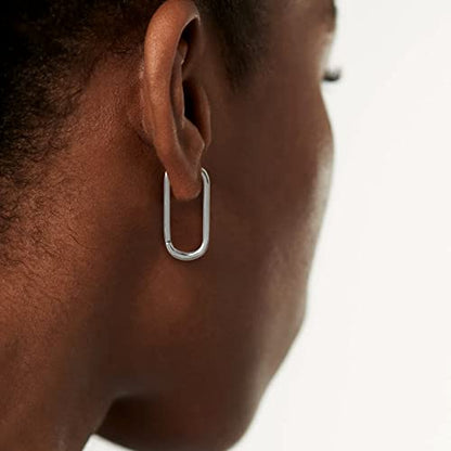 Me&Hz Gold Huggie Earrings Small Huggie Hoop Earrings for Women 14K Gold Plated Hypoallergenic Cubic Zirconia Huggies Mini Silver Hoop Earring for Women - color: Paperclip Hoop,Silver