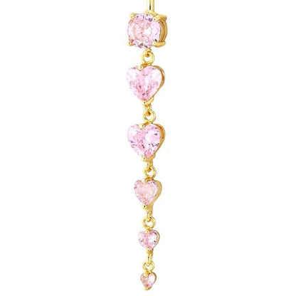 COOLSTEELANDBEYOND Steel Belly Chain Belly Button Ring Body Jewelry Piercing Navel Ring with Long Dangle Cubic Zirconia - color: G-Metal Color: Gold