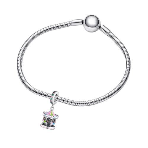 925 Sterling Silver Charms for Bracelets and Necklaces Lipstick and Perfume High Heels Dangle Pendants Heart Butterfly Bead Charms Halloween Christmas Gift for Womens - style: Carousel Dangle